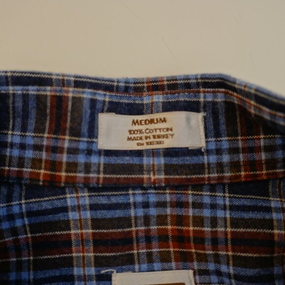 Peter Millar Medium Cotton Plaid Brown Blue Pocket Front Button Down - Picture 9 of 9
